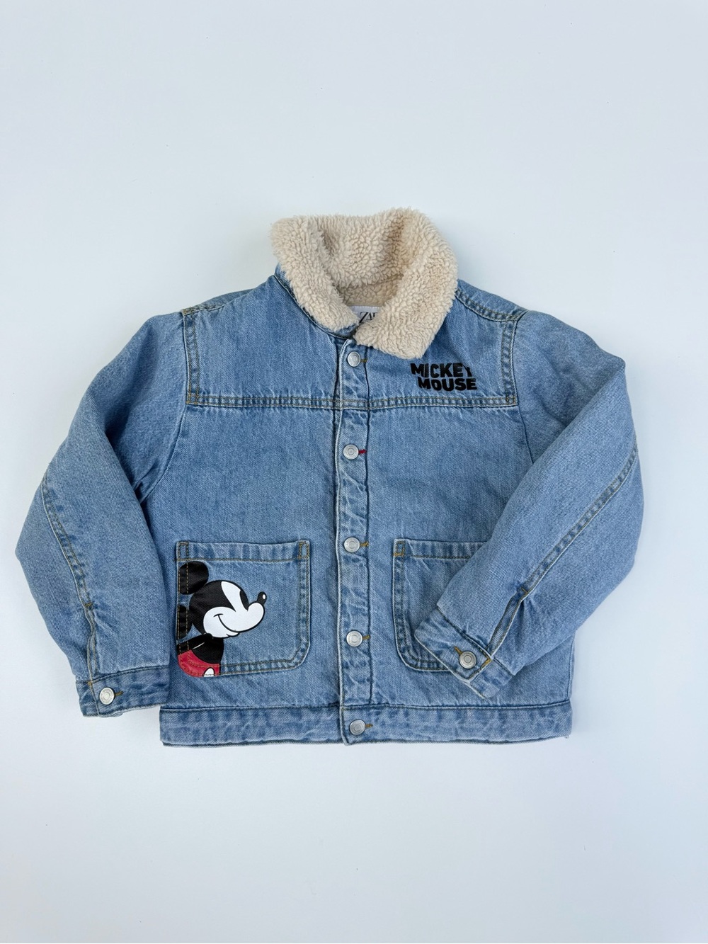 Kids' Zara Light Blue Denim Sherpa Jacket